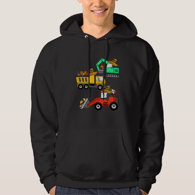 Construction Excavator Taco Mexican Crane Cinco De Hoodie (Vorderseite)