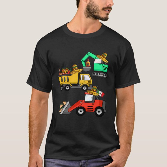 Construction Excavator Taco Mexican Crane Cinco De T-Shirt (Vorderseite)