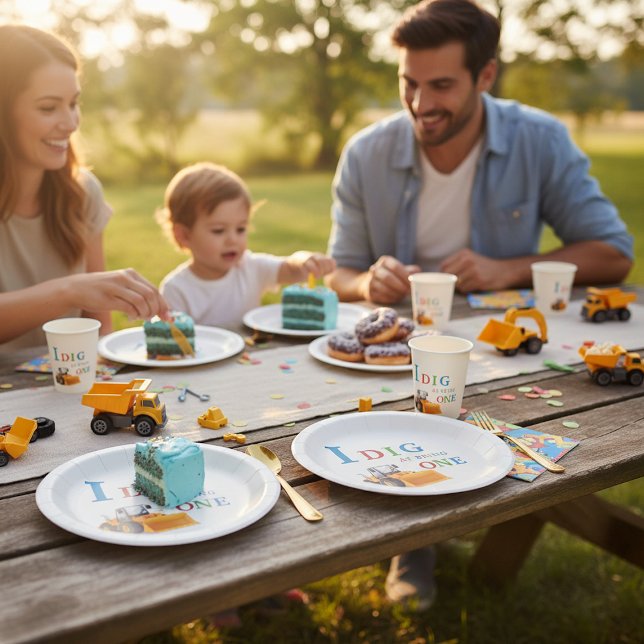 Construction first Birthday I Dig Being One Pappteller (Von Creator hochgeladen)