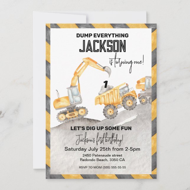 Construction Invitation Anniversaire, Sautez Tout! (Devant)