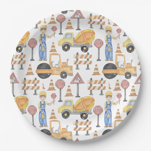 Construction Theme Party Pappteller (Vorderseite)