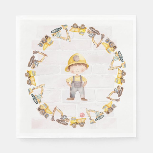 Construction Themed Children's Birthday  Serviette (Vorderseite)