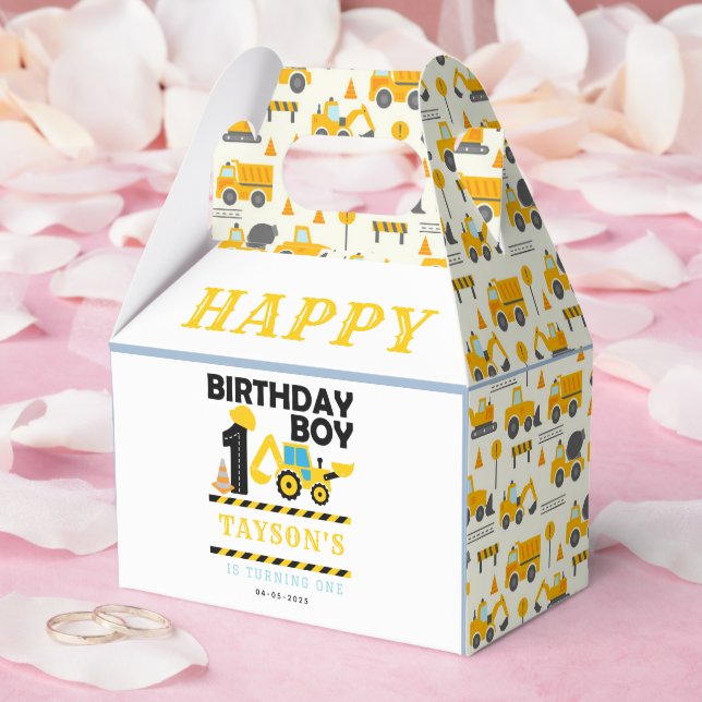 Construction Truck 1st Birthday | Kids Party Geschenkschachtel (Hochzeit)