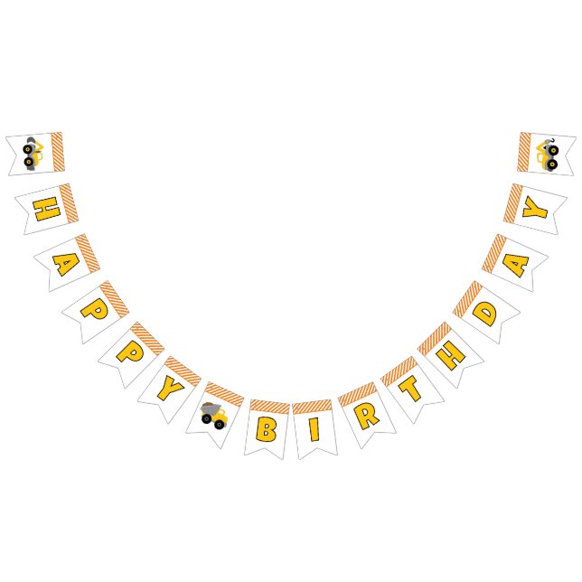 Construction Truck Birthday Party Invitation Wimpelkette (Alle)
