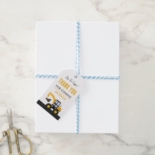Construction Truck Birthday | Personalized Décor Geschenkanhänger (Mit Garn)