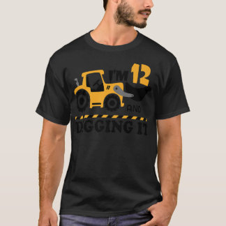 Construction Truck It's My 12th Birthday 12 Years  T-Shirt