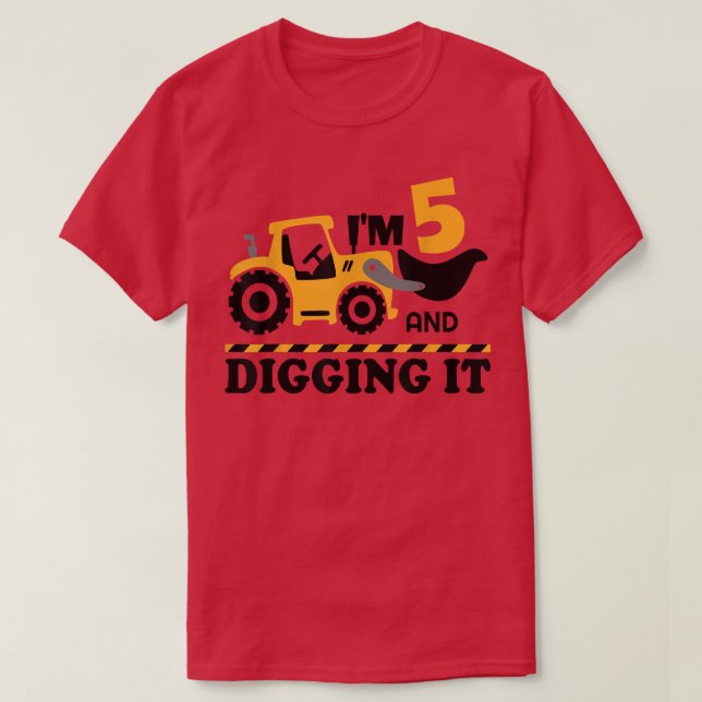 Construction Truck It's My 5th Birthday 5 Years Ex T-Shirt (Design vorne)
