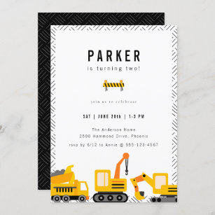 Construction Trucks Theme Birthday Einladung