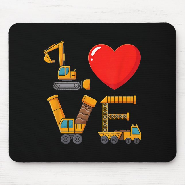 Construction Valentine Love Spelled With Trucks Ex Mousepad (Vorne)