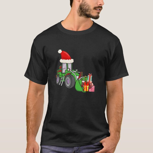 Construction Vehicle Christmas Santa Hat Girl Boy  T-Shirt (Vorderseite)