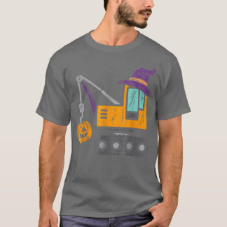 Construction Vehicle Halloween Crane Truck Pumpkin T-Shirt