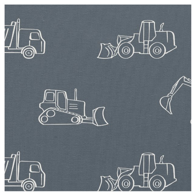 Construction Vehicles Builder Boy Truck Dark Blue Stoff (Nahaufnahme)