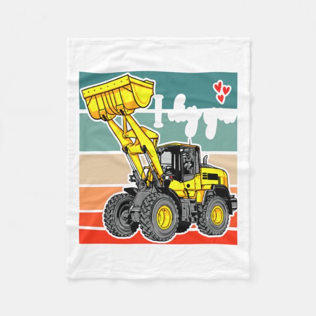 Construction Vehicles Valentines Hearts Excavator  Fleecedecke (Vorderseite)