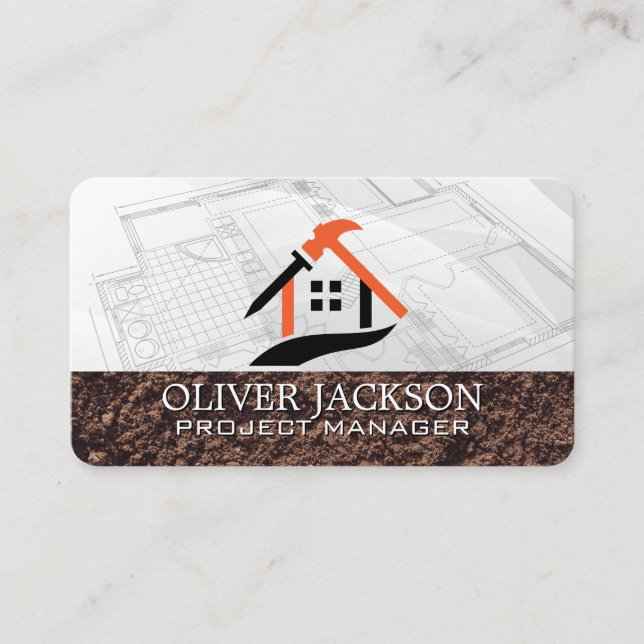 Construction Worker | Blueprints | Architect Visitenkarte (Vorderseite)