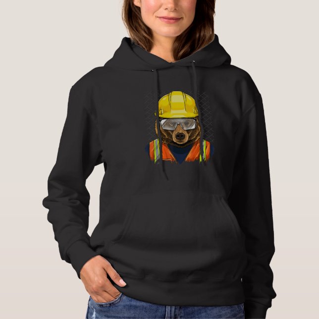 Construction Worker Brown Grizzly Bear Laborer Bea Hoodie (Vorderseite)