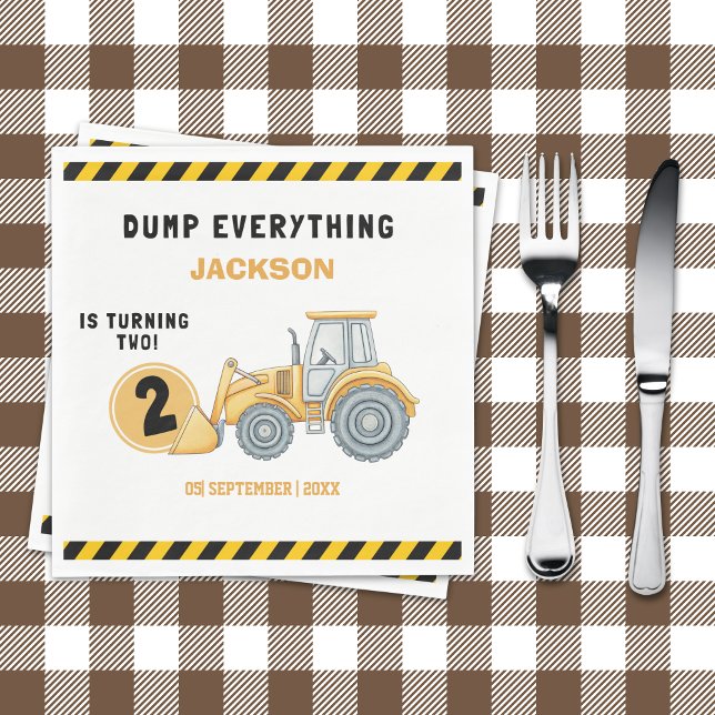 "Construction Zone Party – Dump Truck 2nd Birthday Serviette (Von Creator hochgeladen)