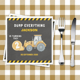 "Construction Zone Party – Dump Truck 2nd Birthday Serviette