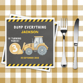 "Construction Zone Party – Dump Truck 3rd Birthday Serviette