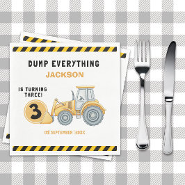 "Construction Zone Party – Dump Truck 3rd Birthday Serviette