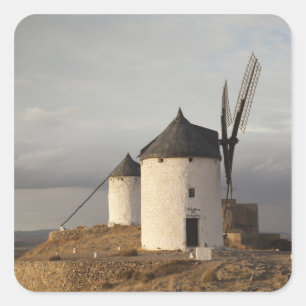Consuegra, antike Windmühlen La Mancha Quadratischer Aufkleber