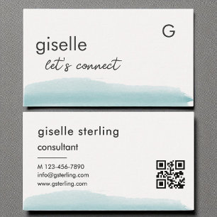 Consultant Watercolor Aqua Blue Brush QR Code Visitenkarte
