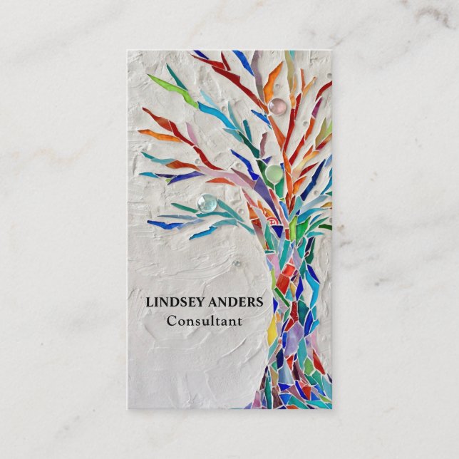 Consultantt Rainbow Colored Tree Business Card Visitenkarte (Vorderseite)