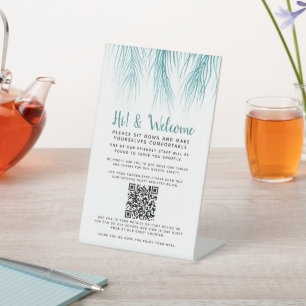 Contactless QR code guest register palm Sockelschild