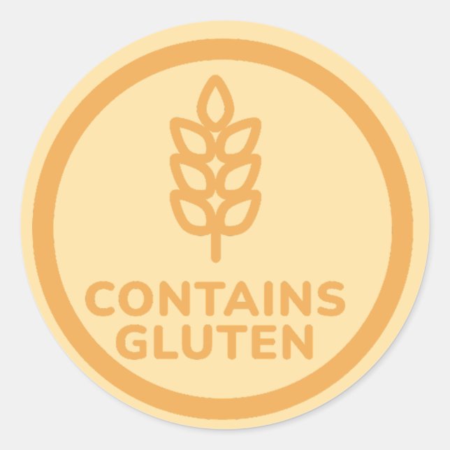 Contain Gluten Allergie Warning Celiac Runder Aufkleber (Vorderseite)