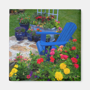 Container Garden Design mit blauem Stuhl in unsere Magnet