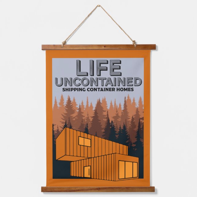 Container-Zuhause Wandteppich Mit Holzrahmen (Vorderseite)