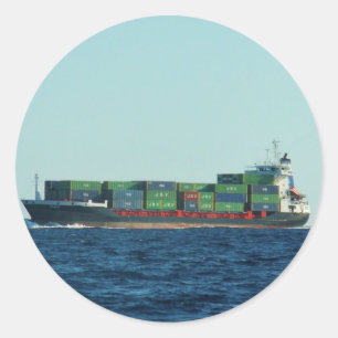 Containerschiff Runder Aufkleber