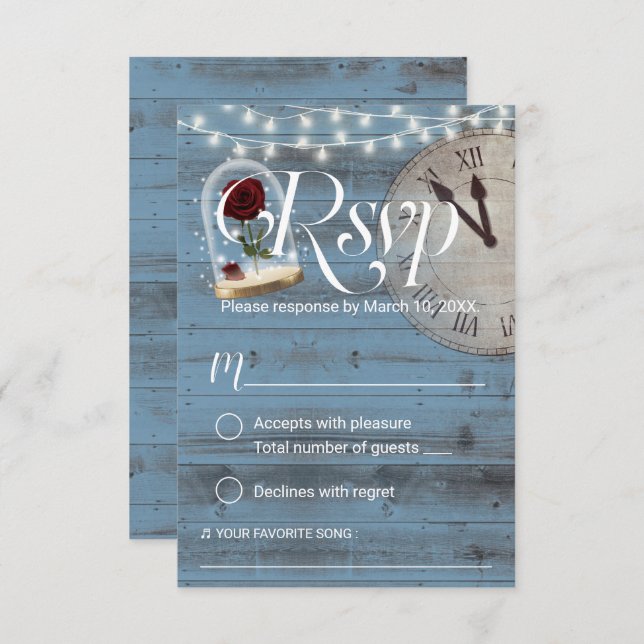 Conte rustique Dusty Blue Barn Wedding RSVP (Devant / Derrière)