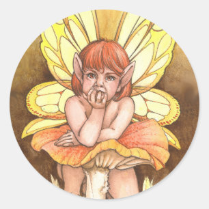 Contemplation Fairy Runder Aufkleber