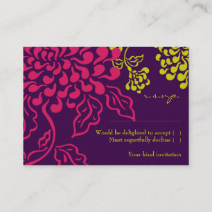 Contempo Floral (Lila / Chartreuse) RSVP-Karte Begleitkarte