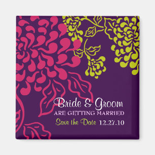 Contempo Floral (Lila Chartreuse) Save the Date Magnet