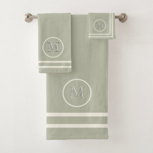 Contemporain Serene Elégant Beige Unique Monogramm