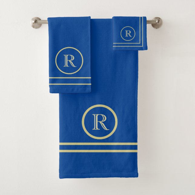 Contemporain Serene Elégant Bleu Unique Monogramme (En situation)