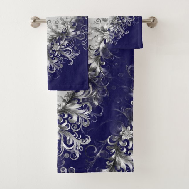  Contemporary Blue Grey Towel Set (Insitu)