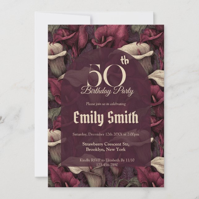 Contemporary Call Lilies Accent First Birthday Einladung (Vorderseite)