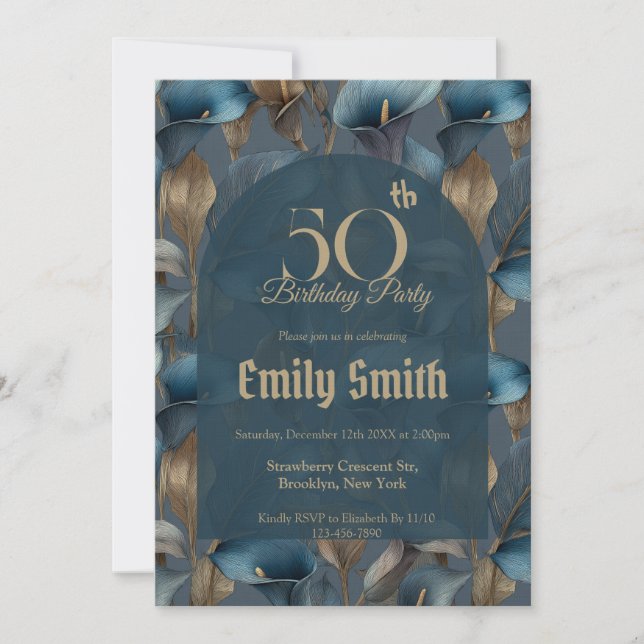Contemporary Call Lilies Aesthetic Custom Birthday Einladung (Vorderseite)