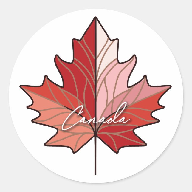 Contemporary Canadian Maple Leaf ID1071 Runder Aufkleber (Vorderseite)