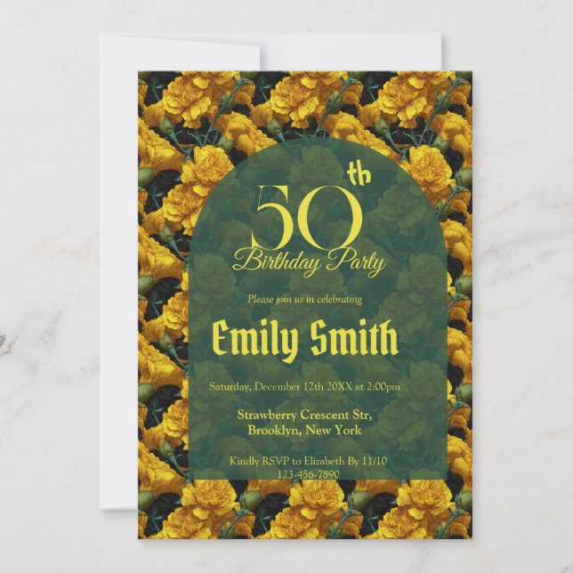 Contemporary Carnation Floral Surprise Birthday  Einladung (Vorderseite)