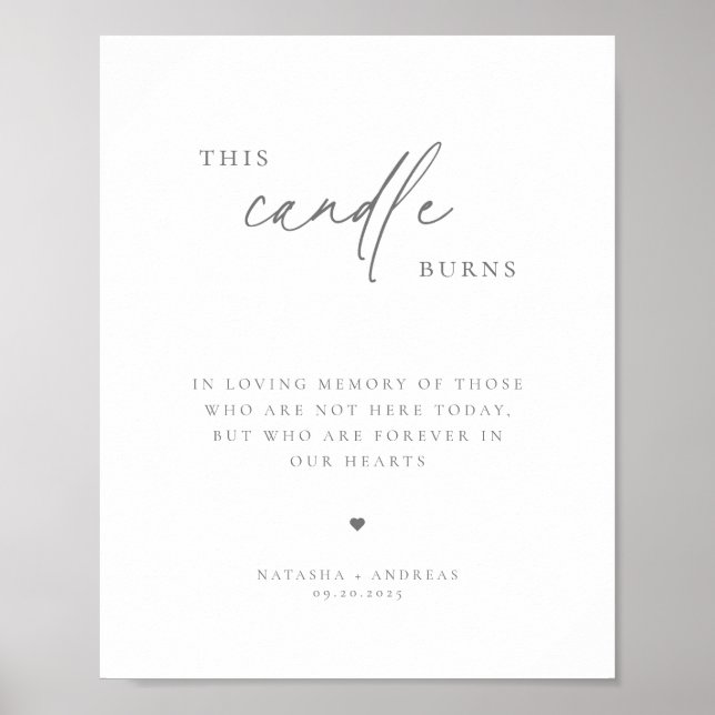 Contemporary Chic Gray Minimalist Memorial Poster (Vorne)