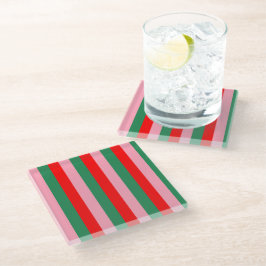 Contemporary Christmas Stripes  Glasuntersetzer