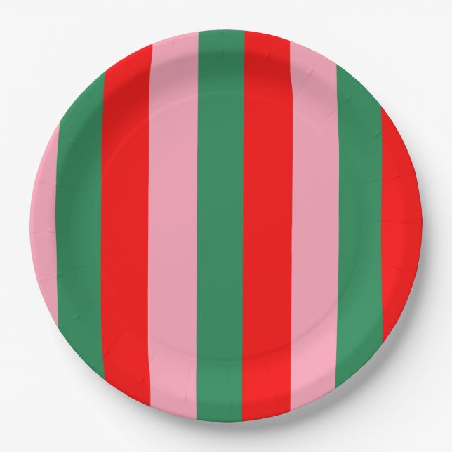 Contemporary Christmas Stripes  Pappteller (Vorderseite)