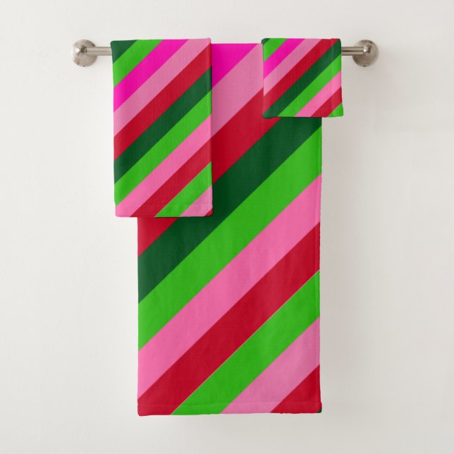 Contemporary Colors Christmas Stripes  Badhandtuch Set (Insitu)