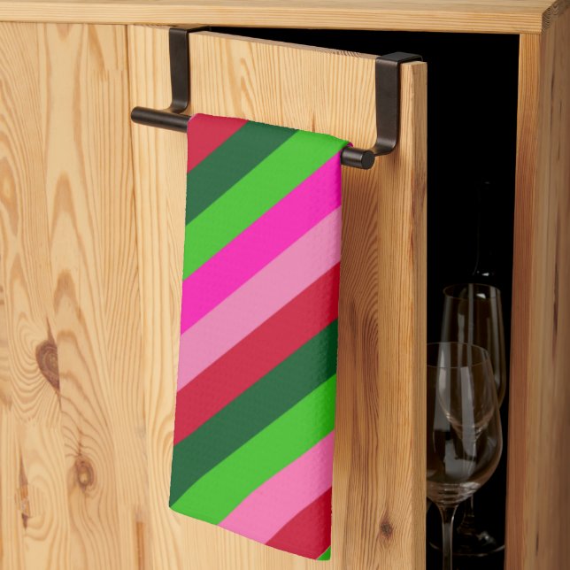 Contemporary Colors Christmas Stripes  Geschirrtuch (Drittel gefaltet)