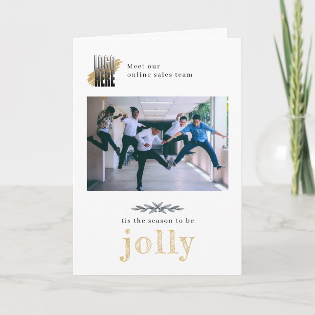 Contemporary Company Foto Jolly Christmas Karte (Vorderseite)