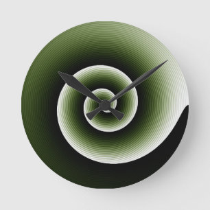 Contemporary Dark Green Stylish Twirl Pattern Runde Wanduhr