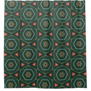 Contemporary Green, Teal, Warm Terracotta Duschvorhang